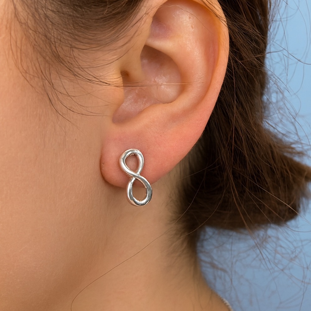 Sterling Silver Infinity Stud Earrings